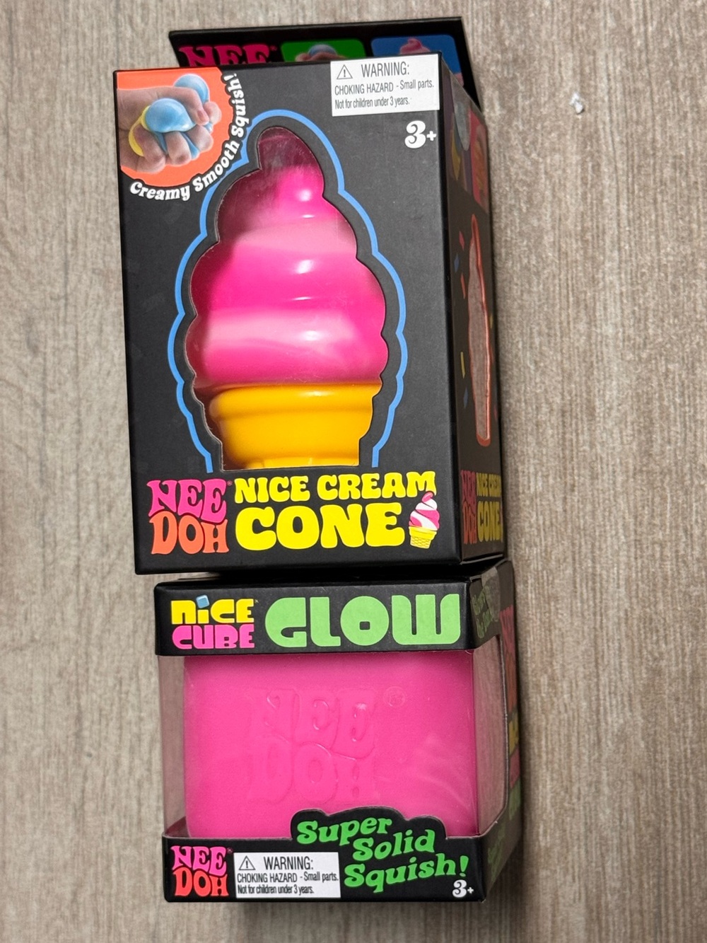 Pink NeeDoh Nice Cream Cone & Nice Cube Glow 🩷